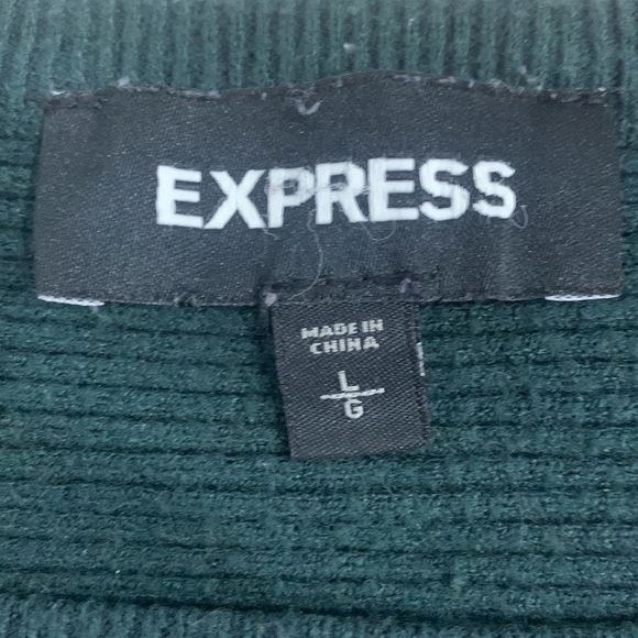 Express Oversized Keyhole Balloon Sleeve Green Ribbed Heavy Knit Sweater Large - Picture 4 of 6